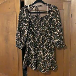 Free People smocked dress with puff sleeve. NWOT.